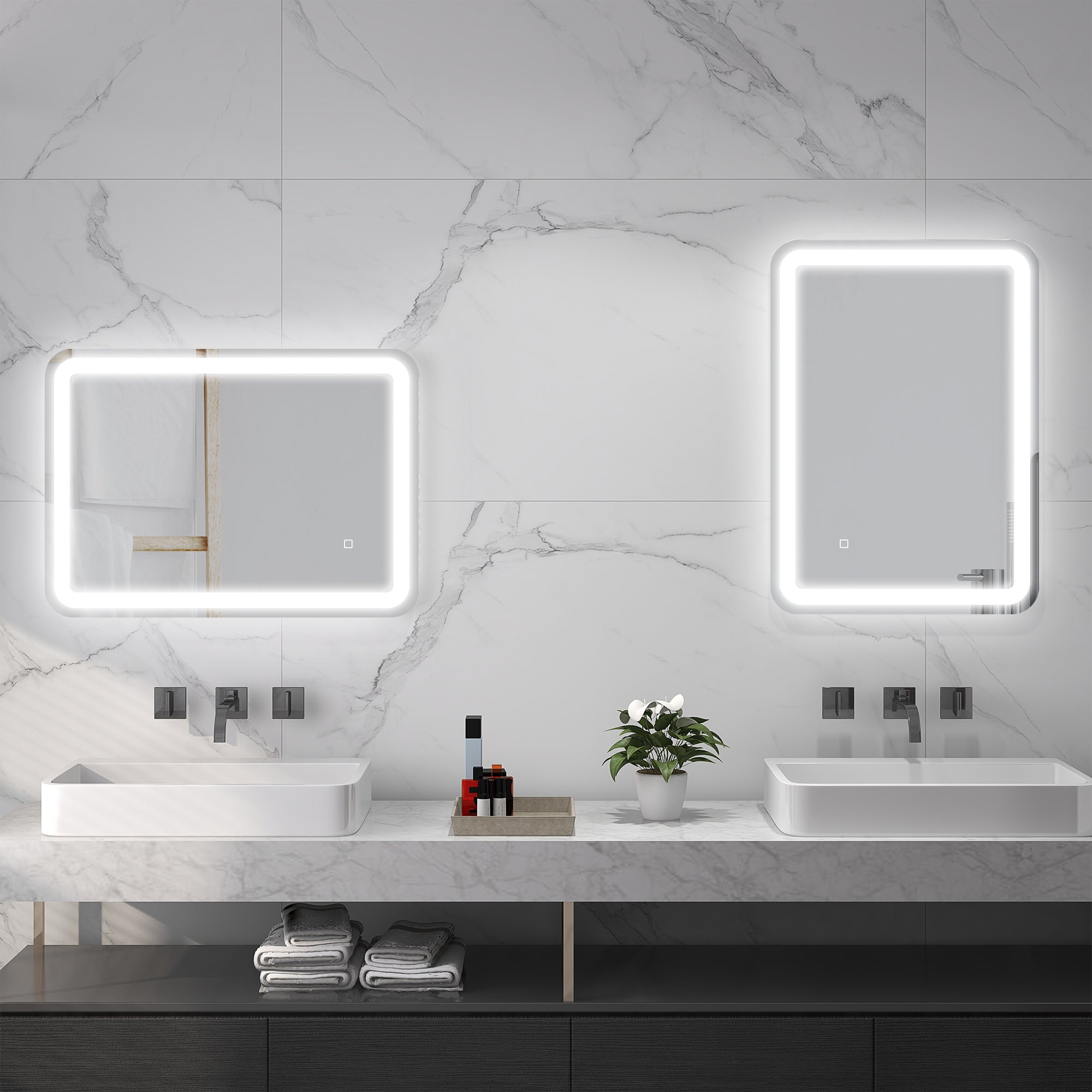 kleankin LED Bathroom Mirror 50x70cm, 3 Light Colors, Touch Switch, Anti-Fog, Tempered Glass Silver