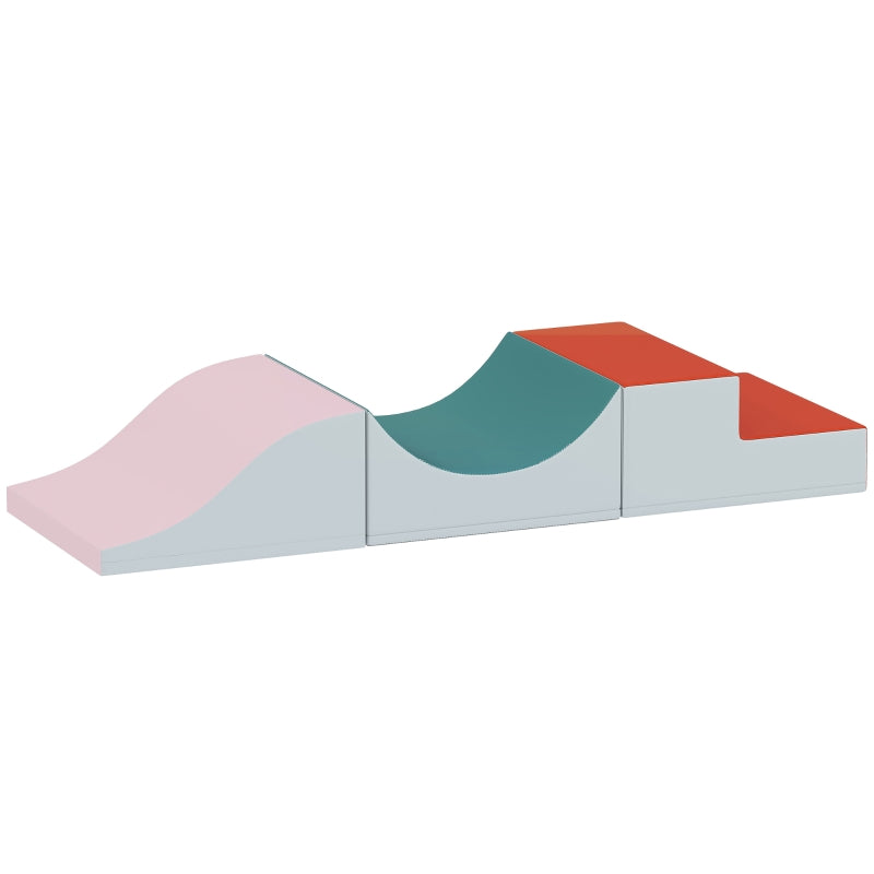 Climbing and Crawling Set, 3-Piece Foam Play Set for Toddlers, Light Grey Faux Leather