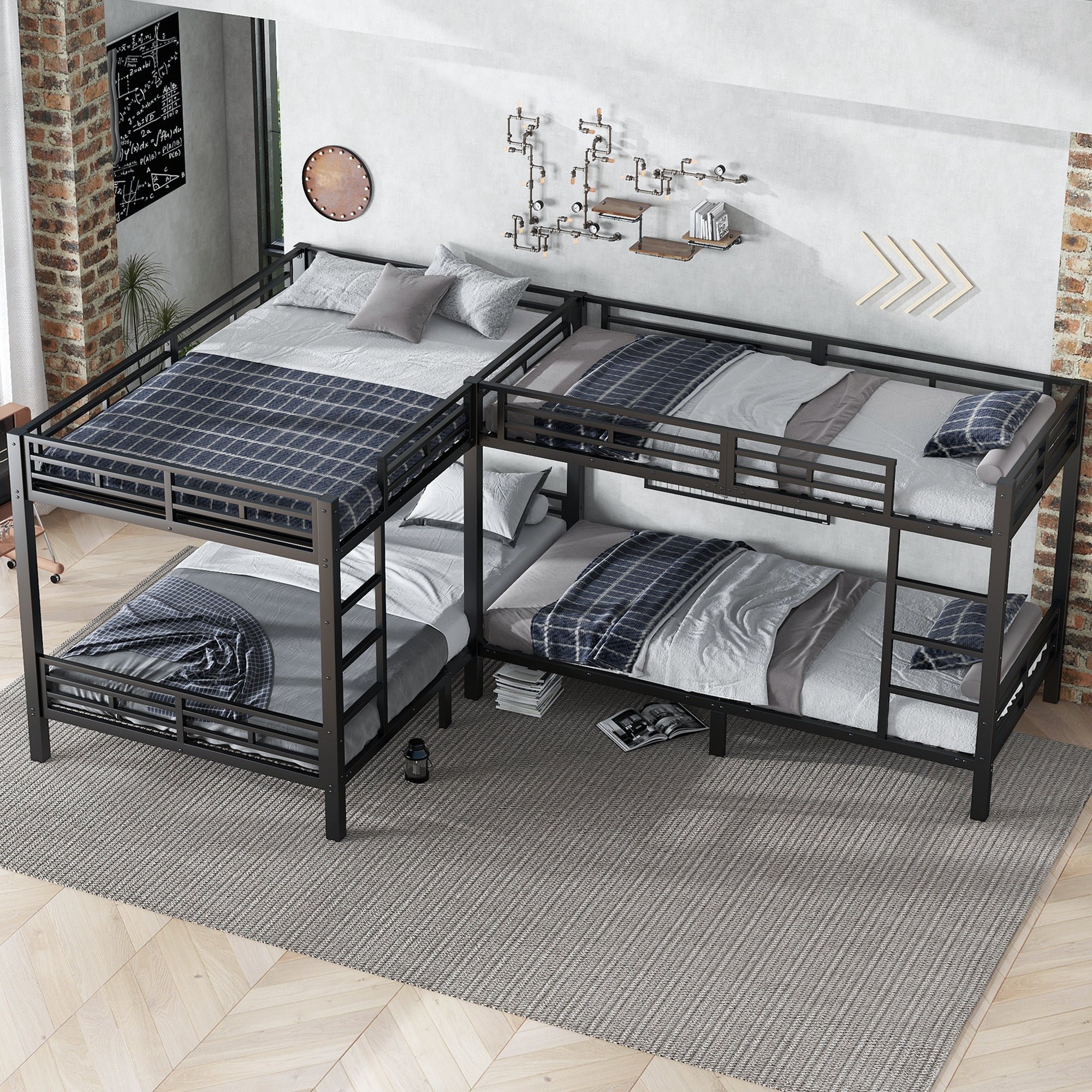 Iron Bunk Bed Multi-Size 90x200cm & 140x200cm Black
