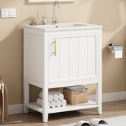 Bathroom Vanity Unit 60cm with Ceramic Washbasin & Shelf, White