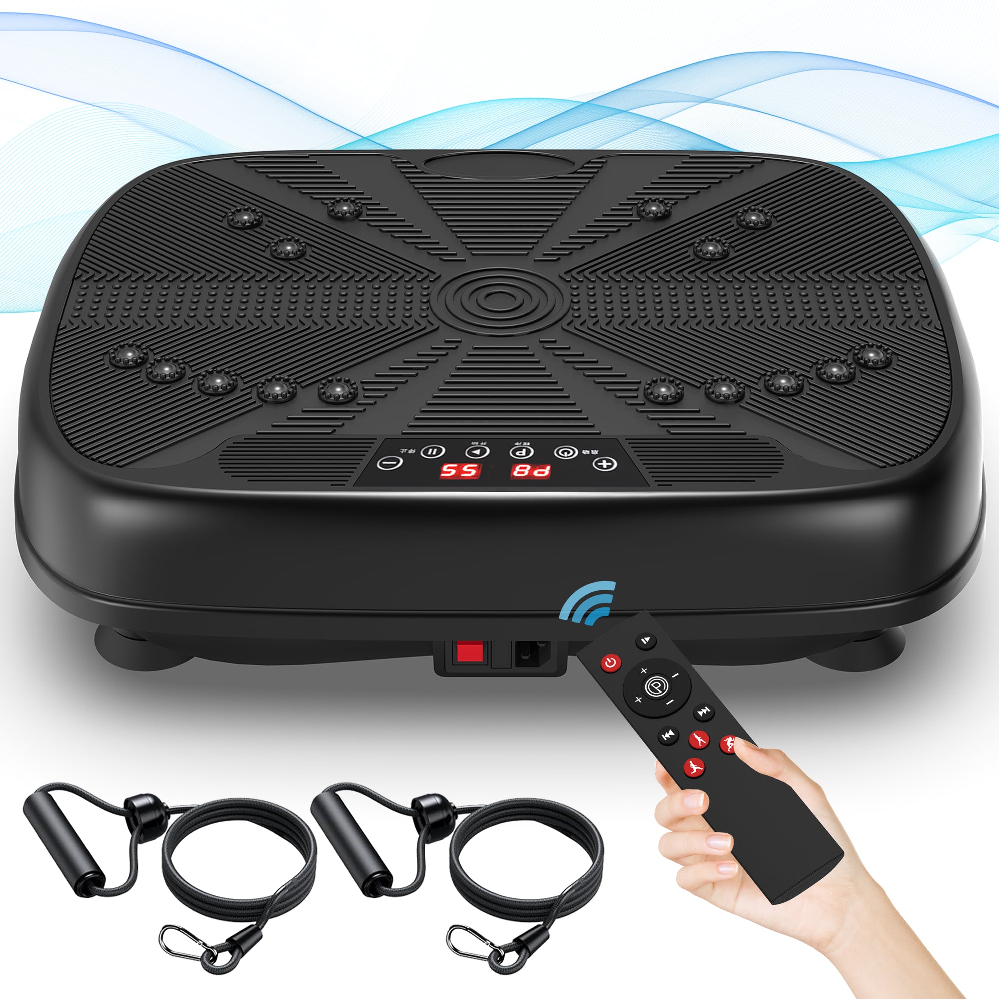 Vibration Plate Training Device, Whole Body Fitness Platform with Resistance Bands & Speed Control, Home Gym Equipment