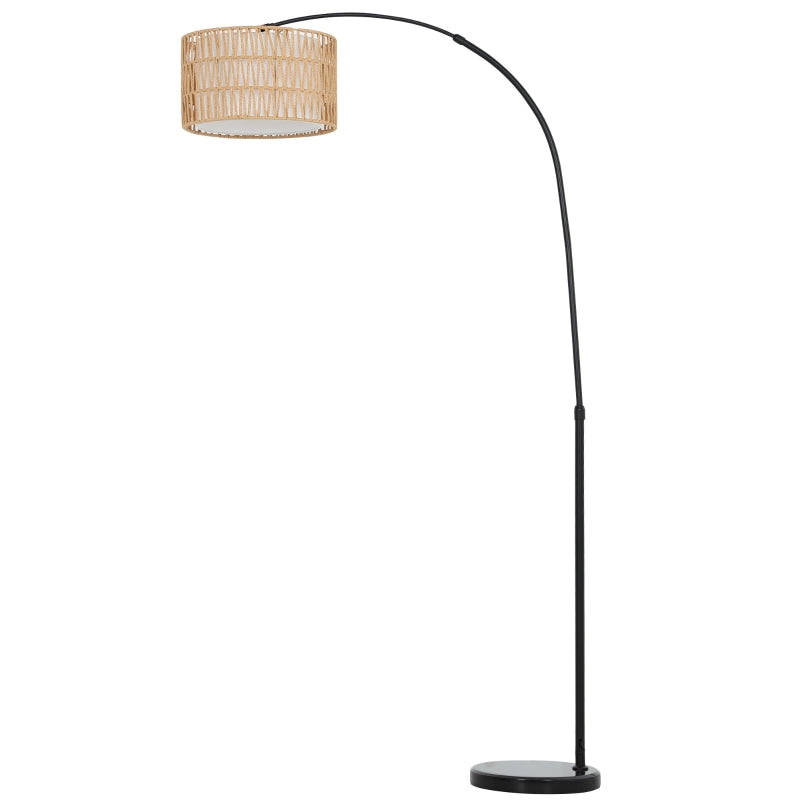 Floor Lamp, E27 socket, height adjustable, black with linen lampshade