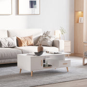 Modern Minimalism Coffee Table, Storage Shelf & Drawer, White
