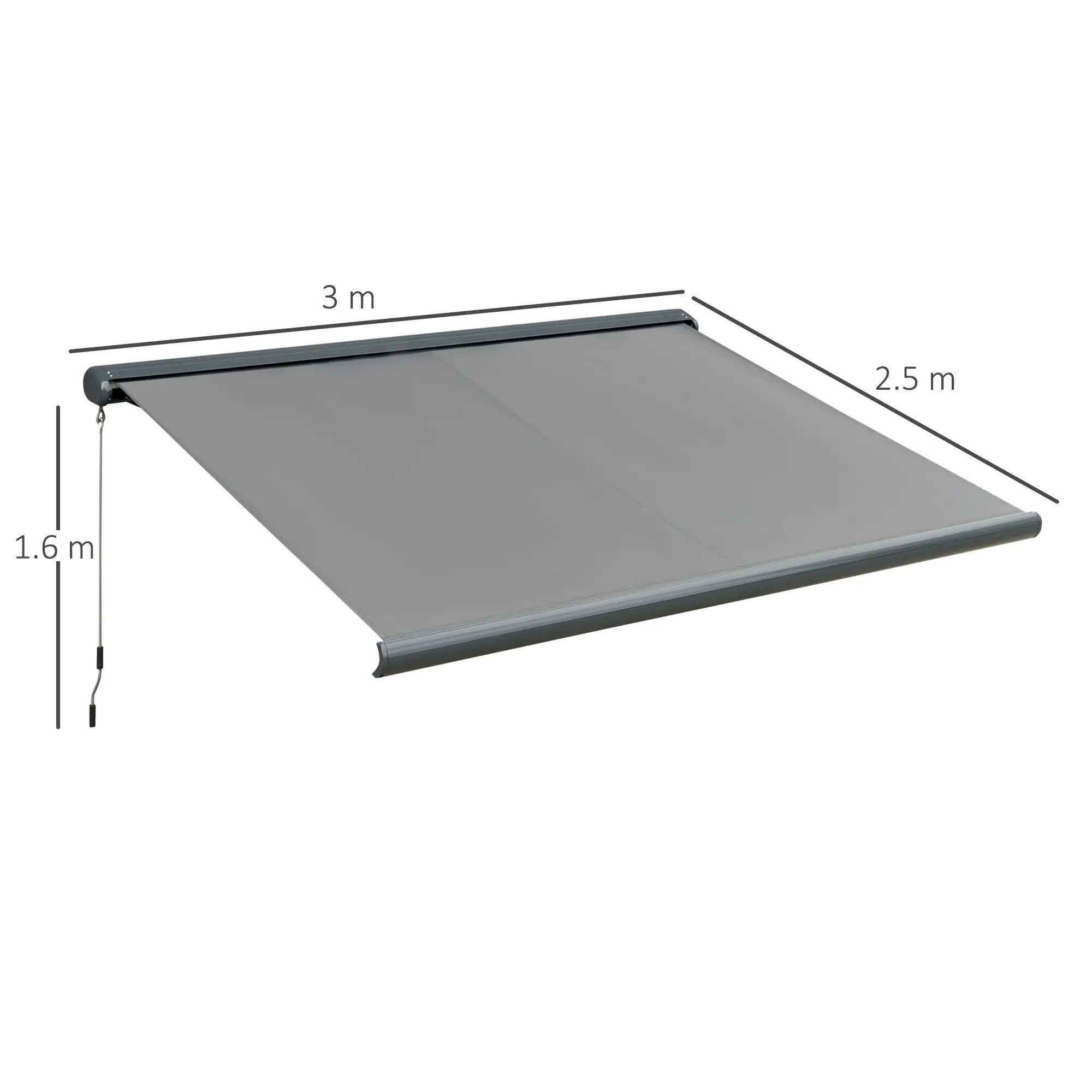 Cassette Awning, Electric Manual Retractable Canopy with R/C and LED, 300W x 250D cm