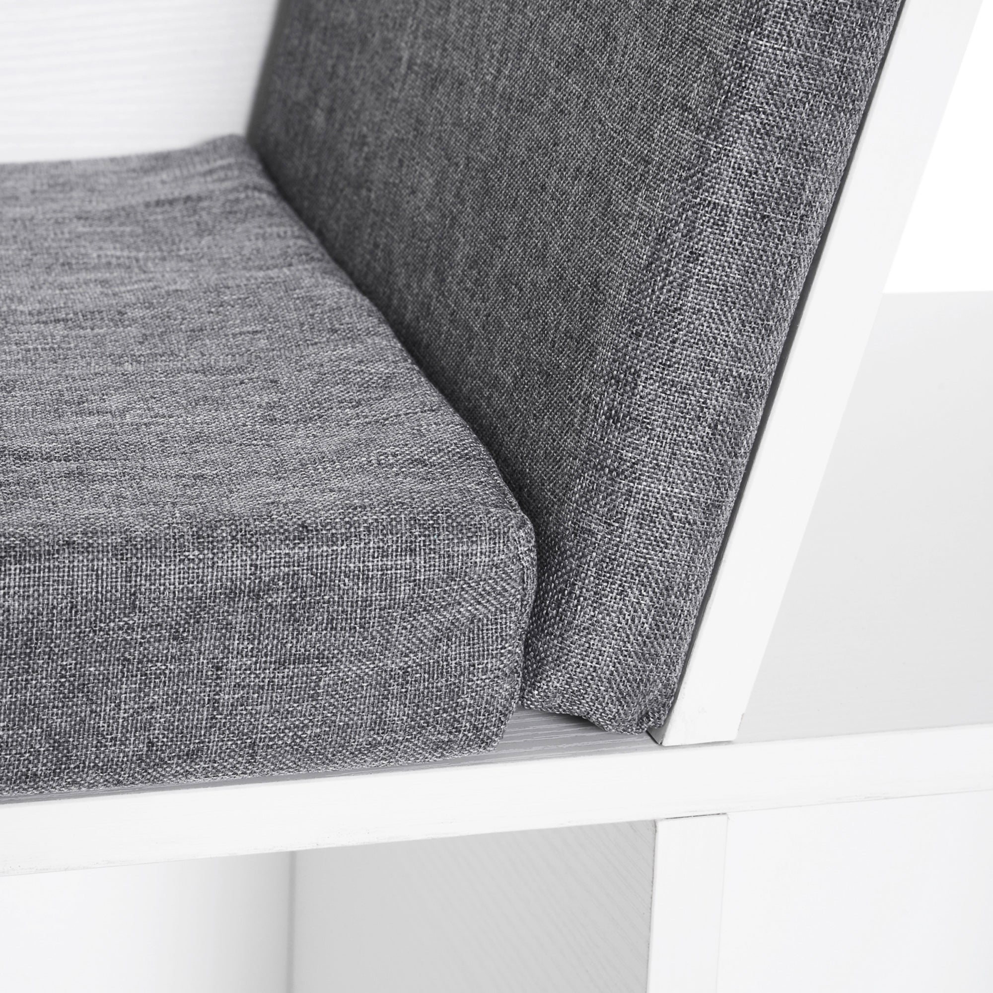 Bookcase Storage Shelf with Cushioned Reading Seat Cube Organizer White