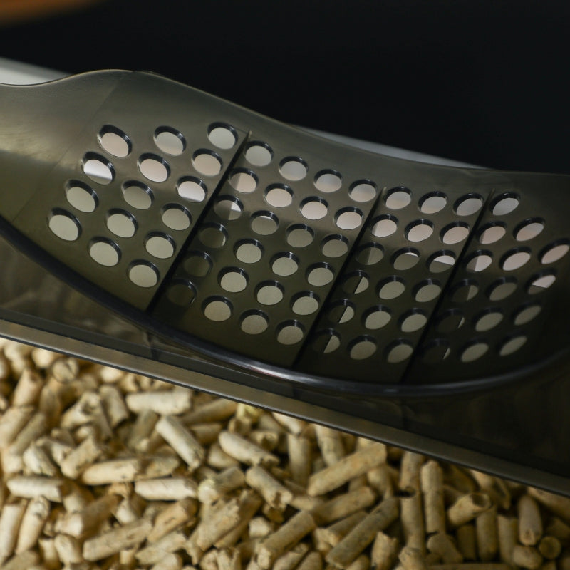 Cat Litter Box, Removable Tray with Sieve Mat & Scoop, Grey