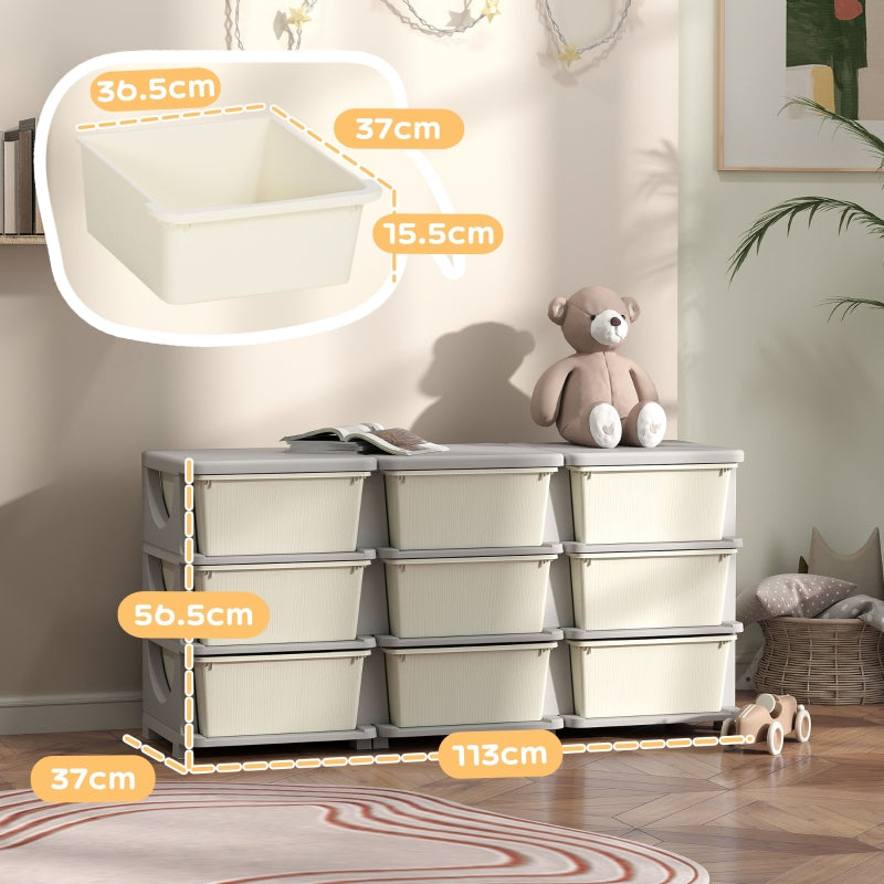 Kids Storage Unit Nine Drawers Cream