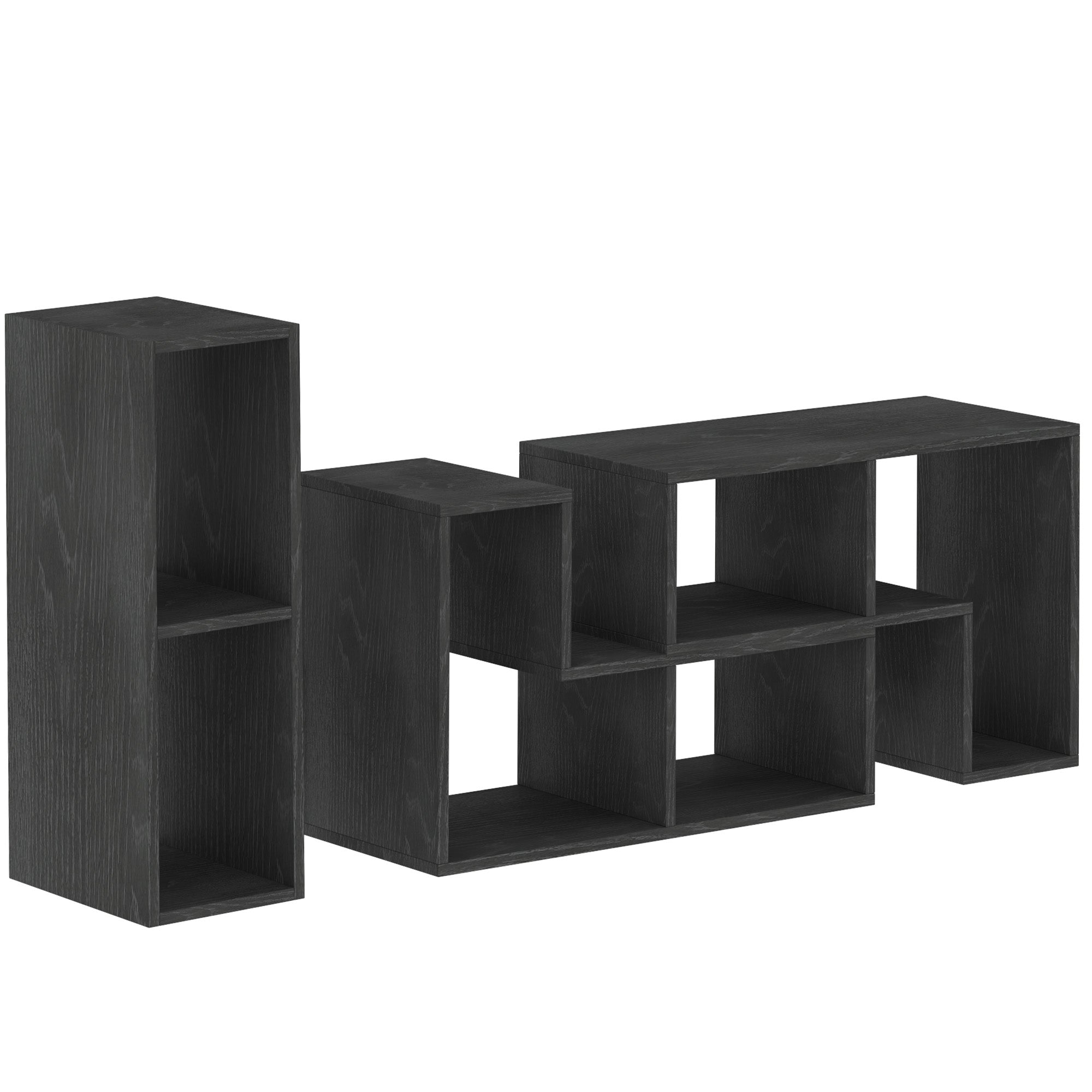 TV Stand for TVs up to 75 Inches, Free Combination Storage Shelves, Extendable, Black Wood Grain