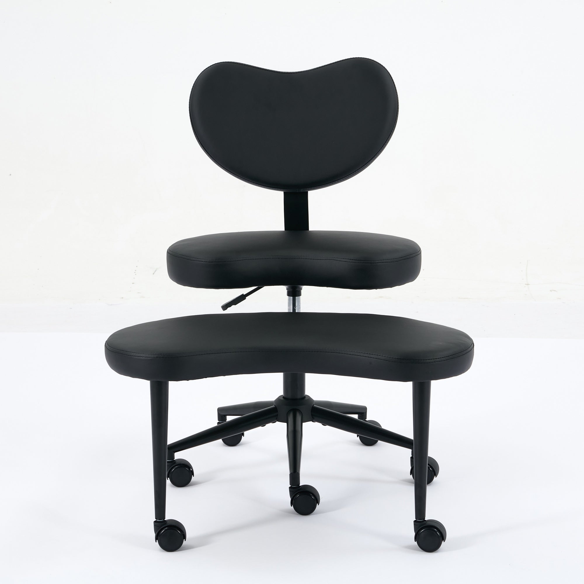 Meditation Chair Plus, Cross Legged Desk Chair with Wheels and Lumbar Support, Black PU