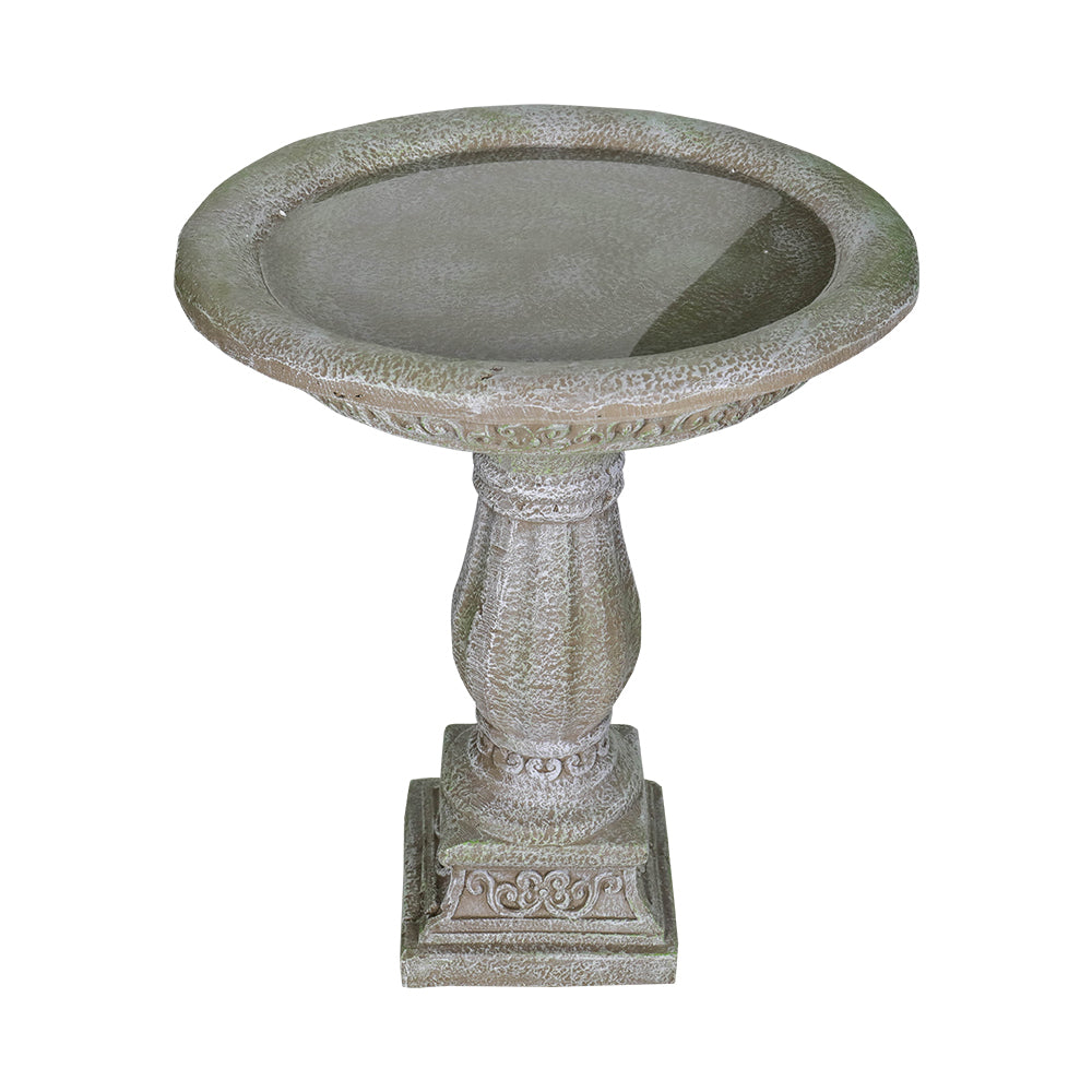 Concrete birdbath fountain 60.5 cm high x 51 cm diameter with carved base