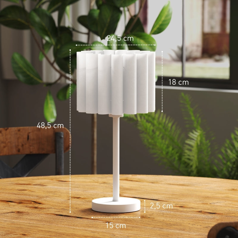 Table lamp with wave lampshade, E27 socket, button switch, white
