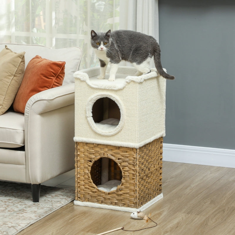 Cat Scratching Barrel, Three-Tier 75.5 cm High, Cream White