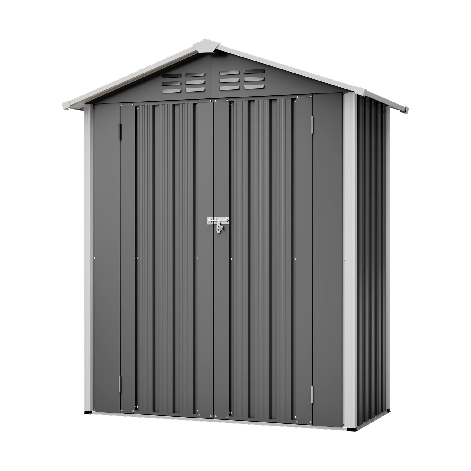154x83x180cm Metal Garden Shed, Ventilated & Lockable, Grey