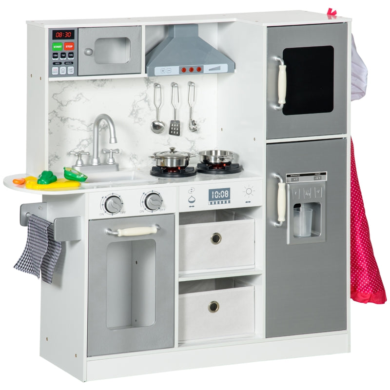 Toy Kitchen Playset with Lights, Sounds & Ice Maker - White