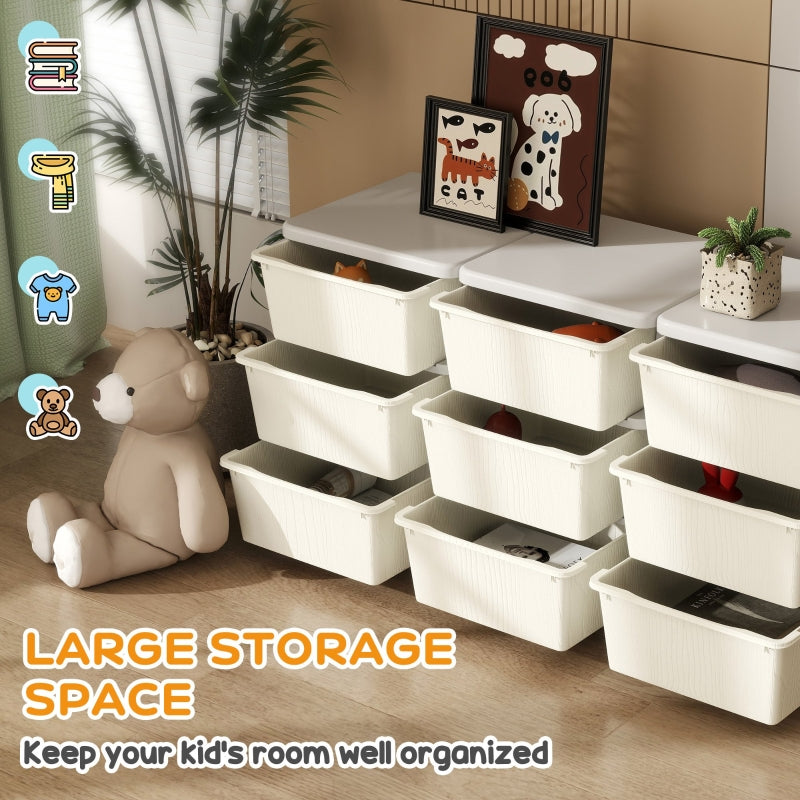 Kids Storage Unit Nine Drawers Cream