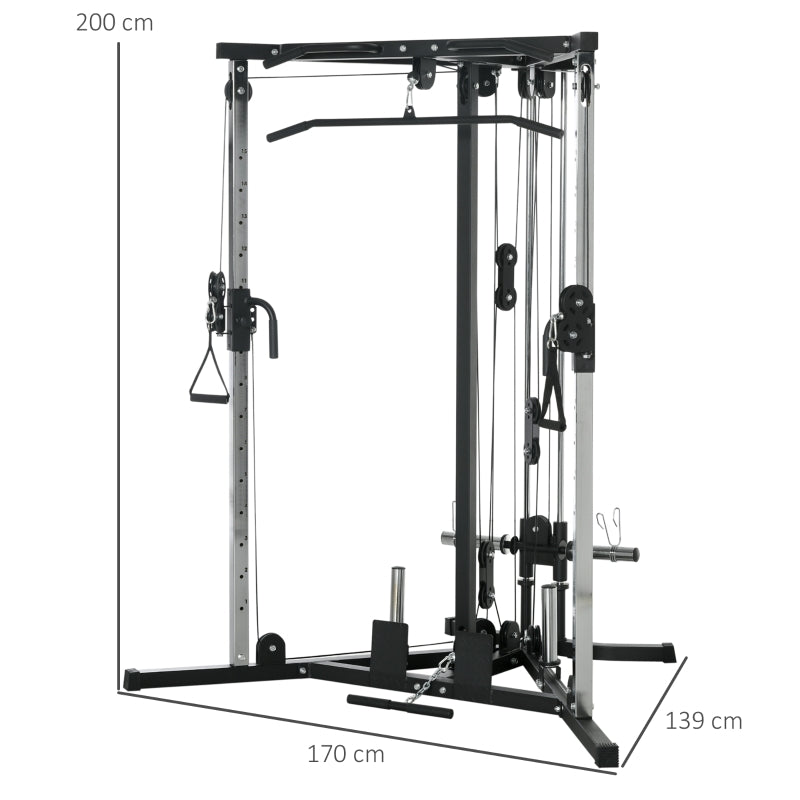 SPORTNOW Home Gym Machine, Multifunctional with Adjustable Pulleys and Pull Up Bar, Full Body Fitness