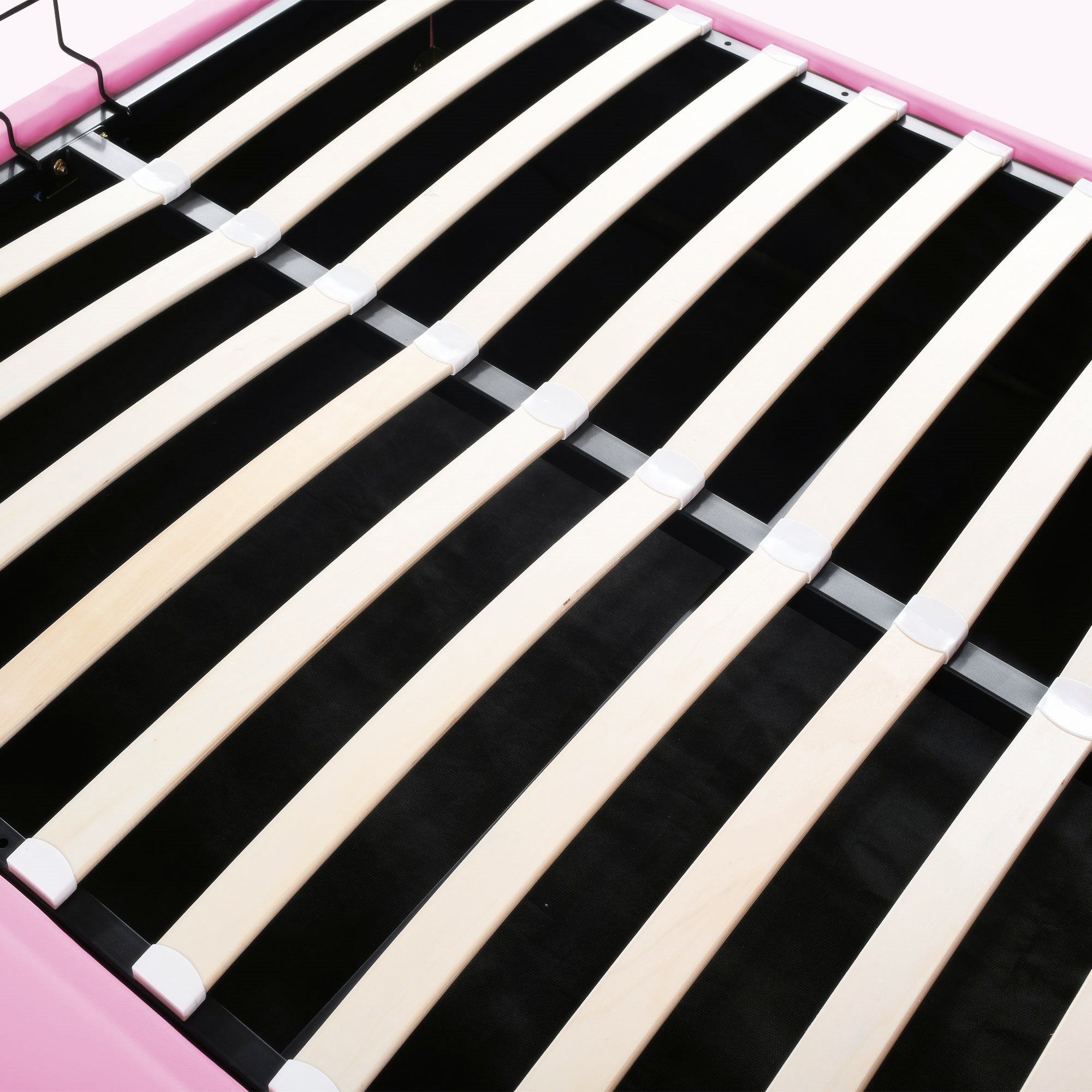 Children's Bed, 140x200cm Hydraulic Storage, LED, Pink PU Leather