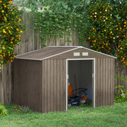 Garden Shed, Outdoor Storage Tool House, Steel Brown