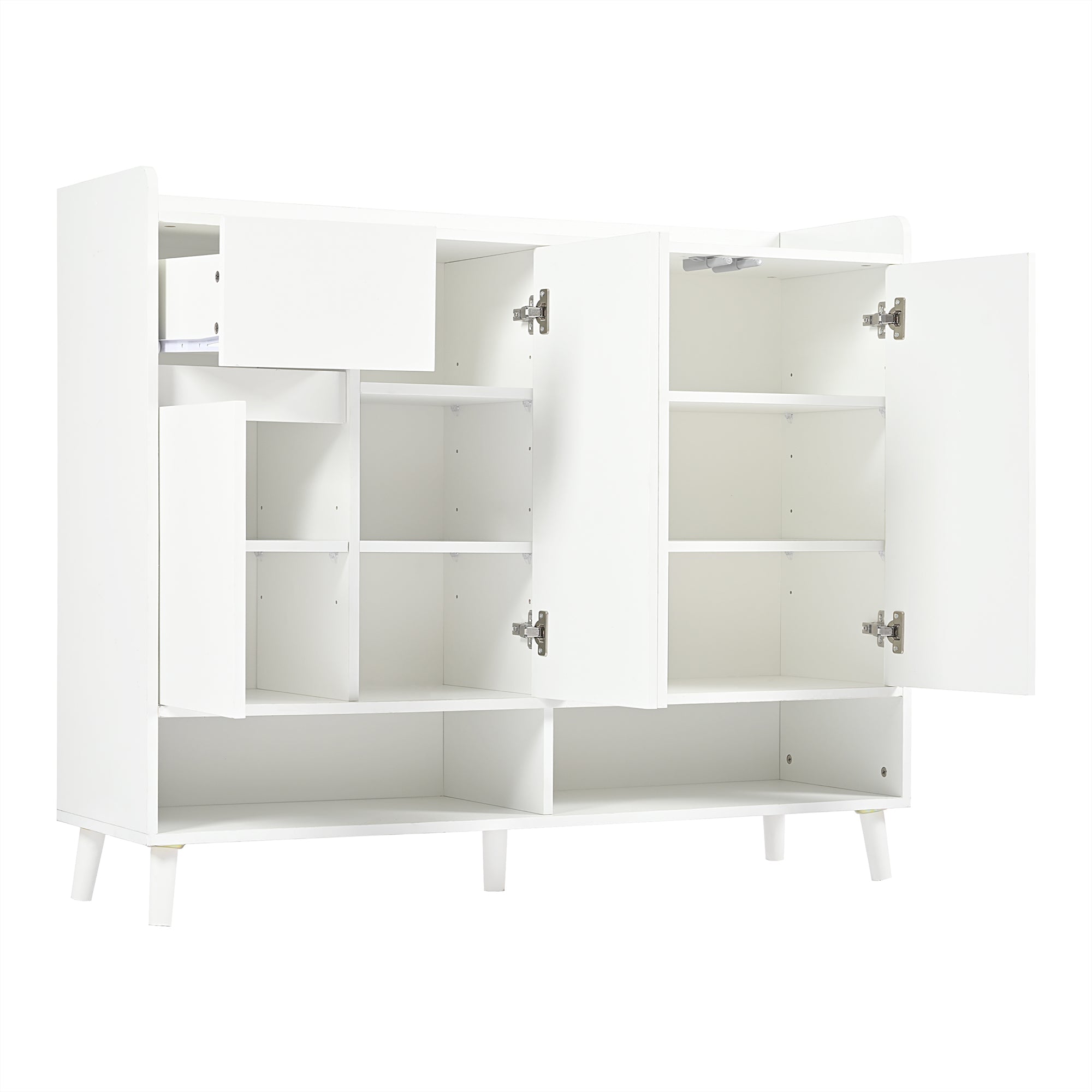 Modern Sideboard Chest of Drawers Shoe Cabinet with Large Storage, Adjustable Shelf, White