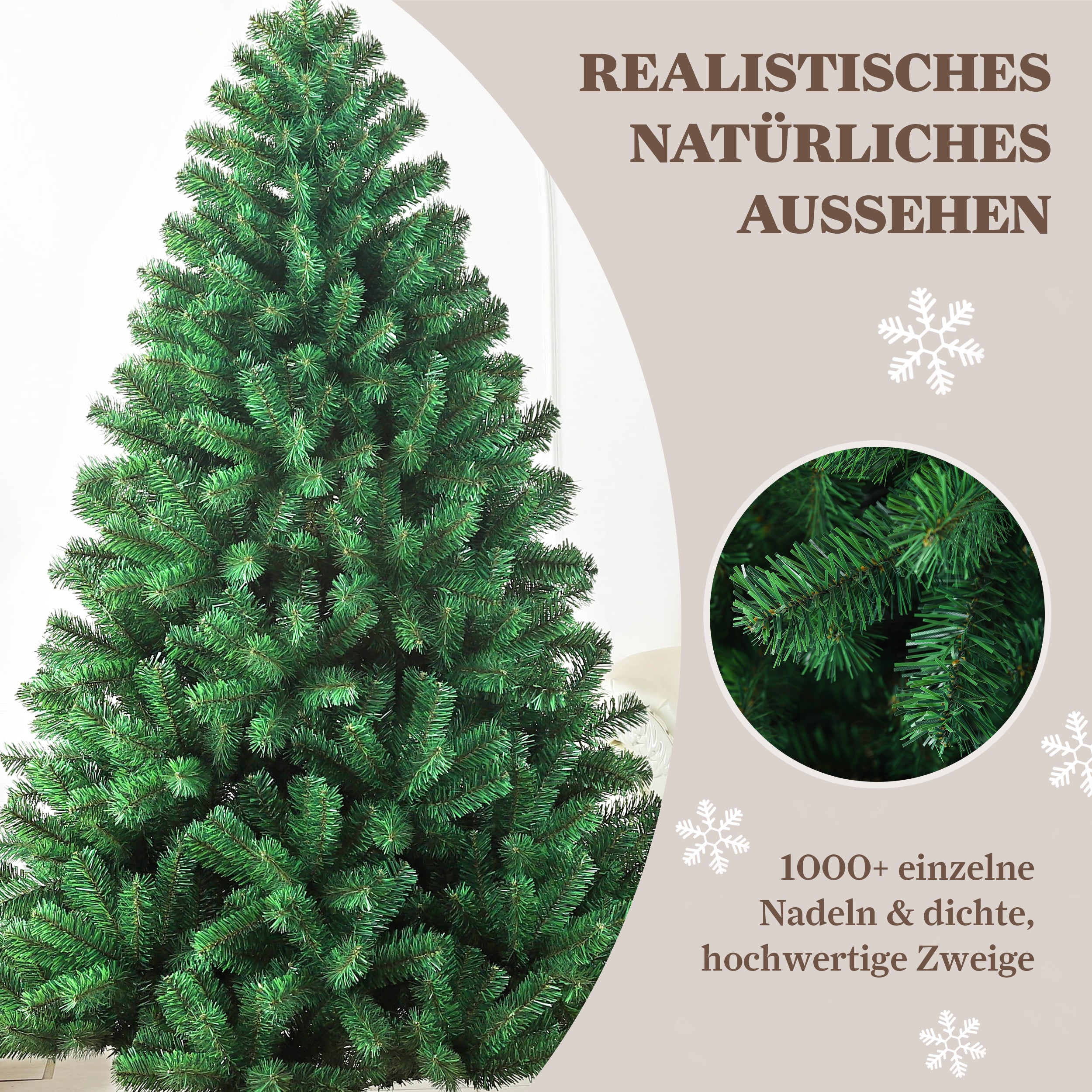 Artificial Christmas Tree 180cm 900 Branches Pre-Lit Stable Metal Base