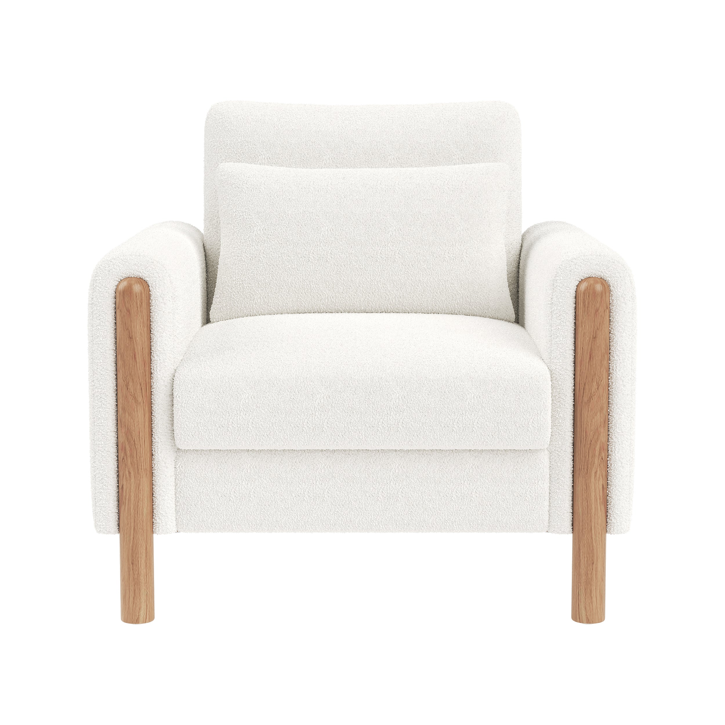 Armchair, Thick Cushion & Soft Upholstery, White