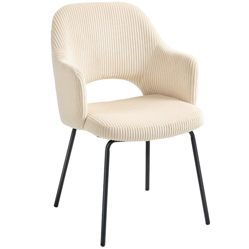 Dining Chair, Shell Shape Metal Legs Corduroy, Beige