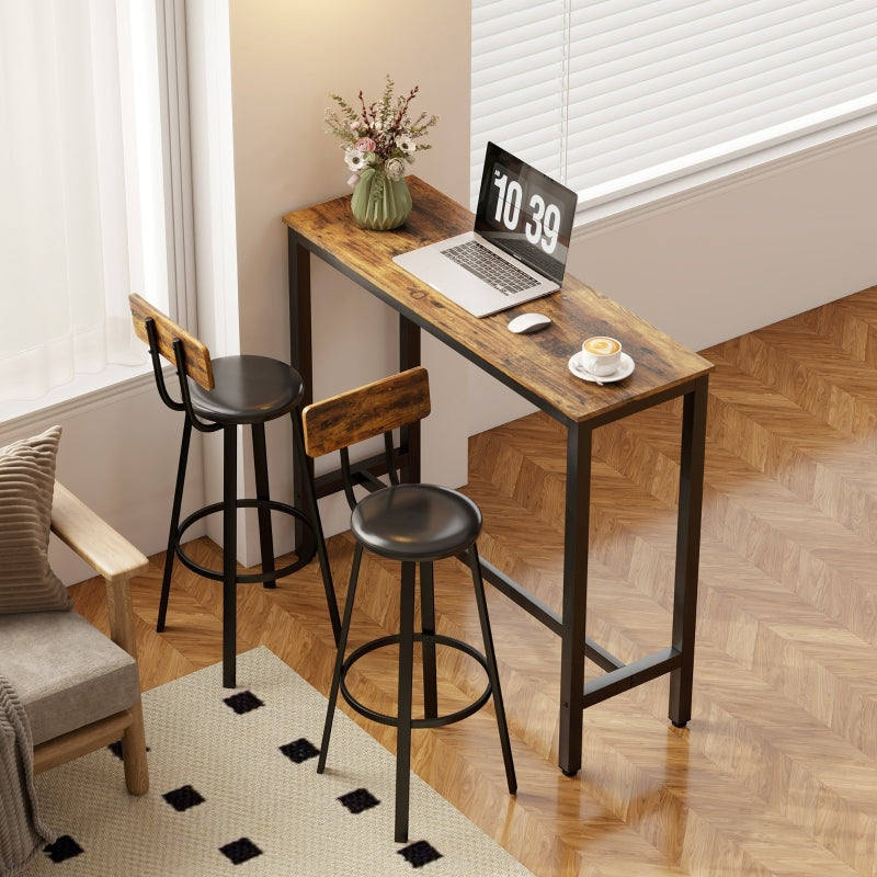 Set of Two Bar Stools Industrial-Style Faux Leather Brown/Black
