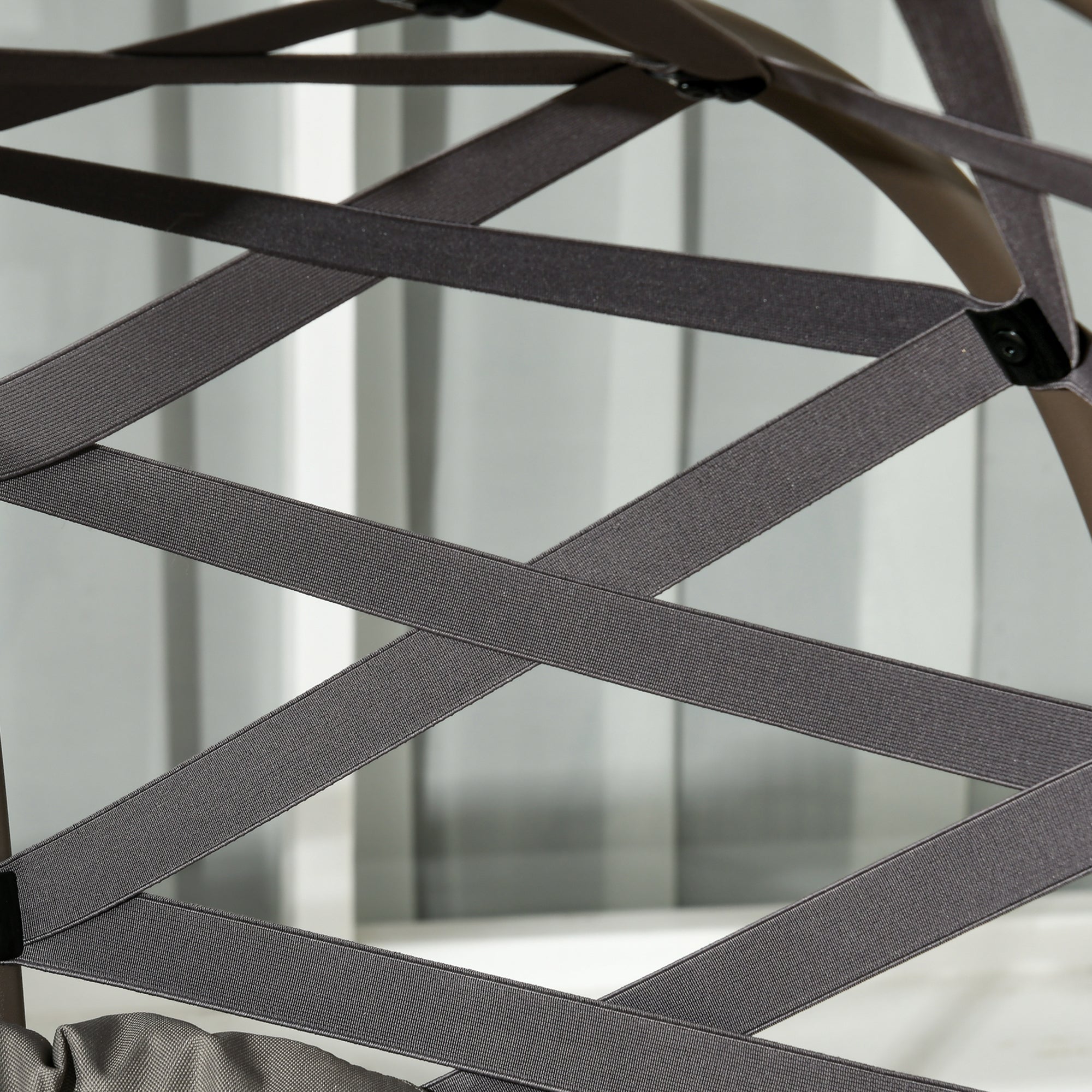 2 Seater Egg Chair Folding Weave Cushion Cup Pockets, Sand Brown