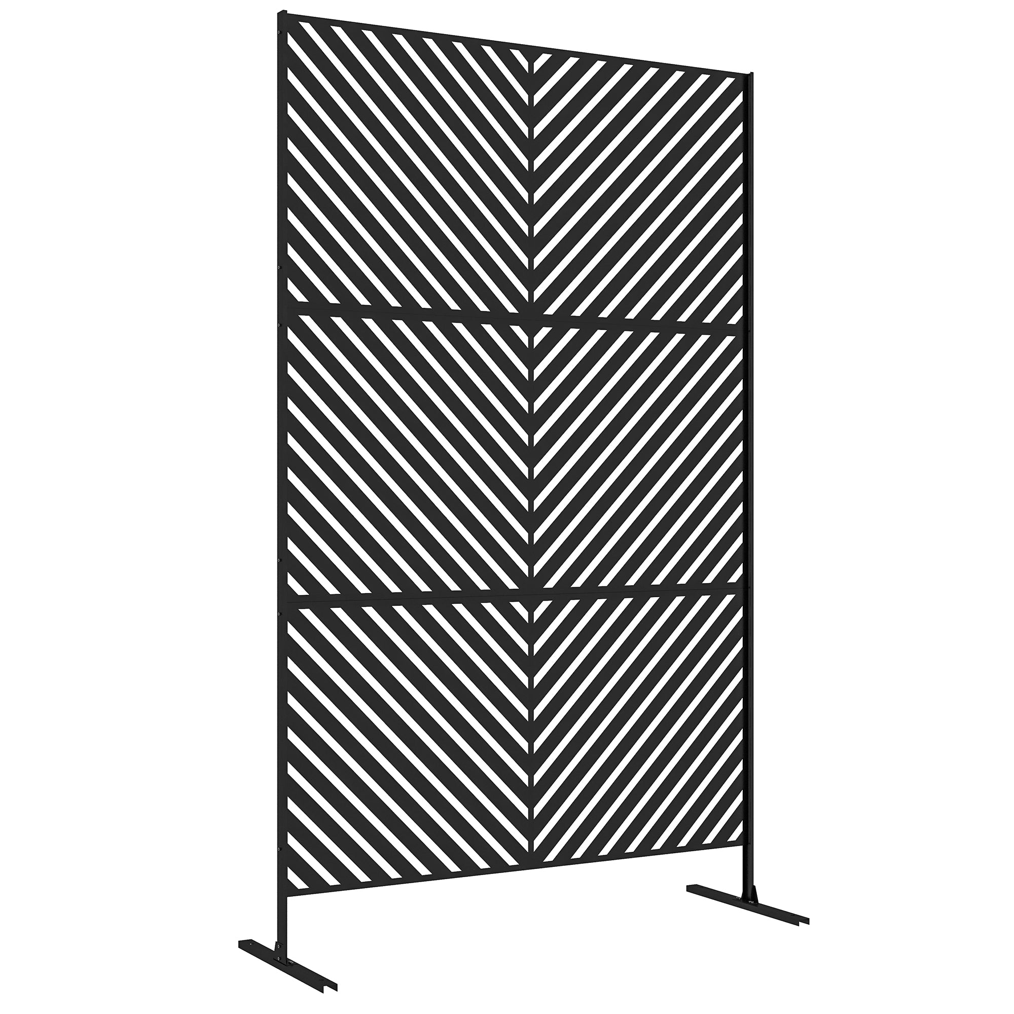 Garden Privacy Screen Room Divider 122x198cm Steel Triangular Pattern Black