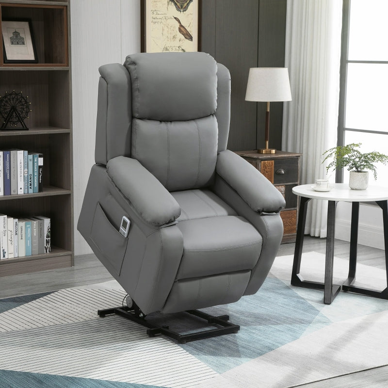 Riser and Recliner Chair with Massage, Heat, Power Lift, Grey