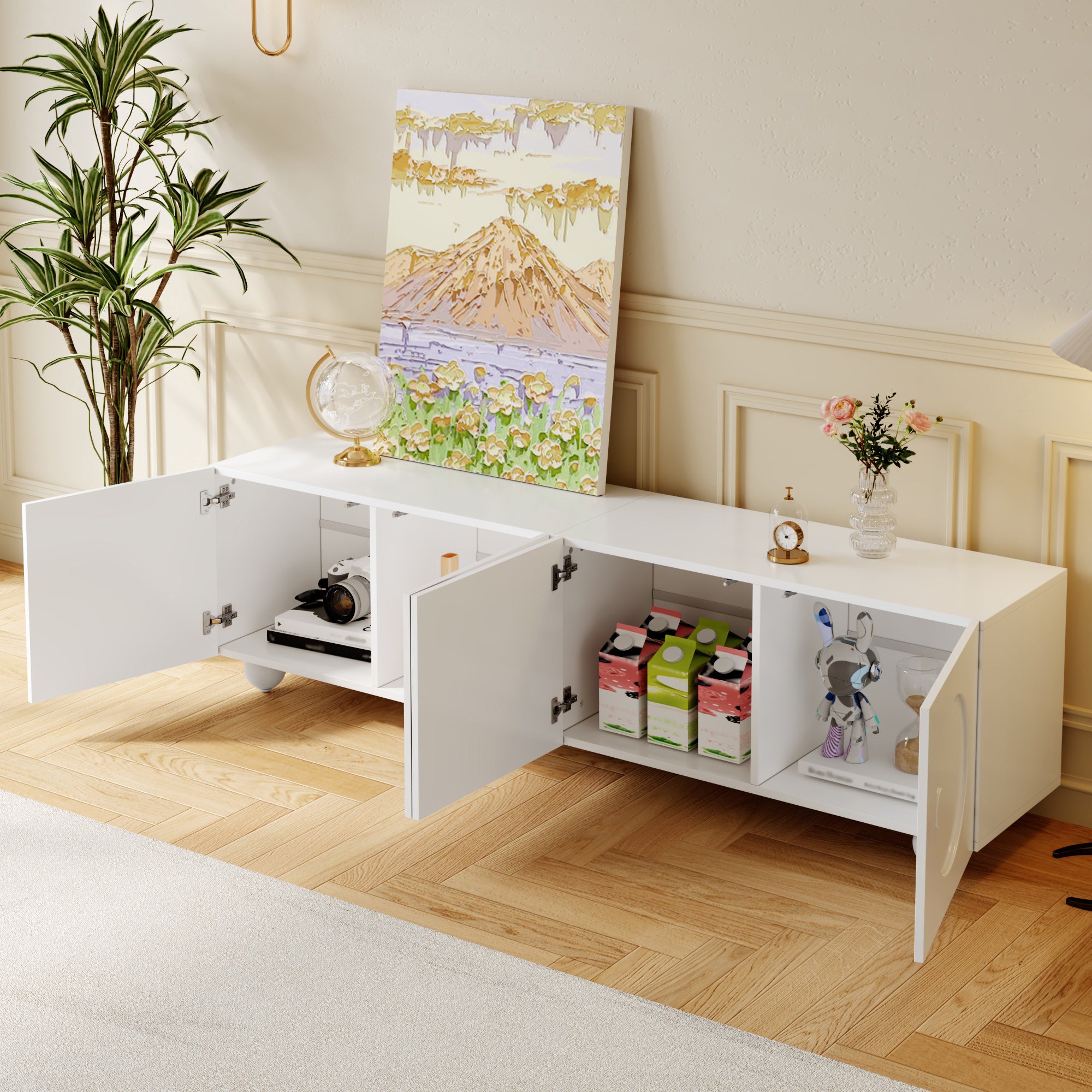 TV Cabinet Low Stand 180.5 x 38 x 50 cm, White