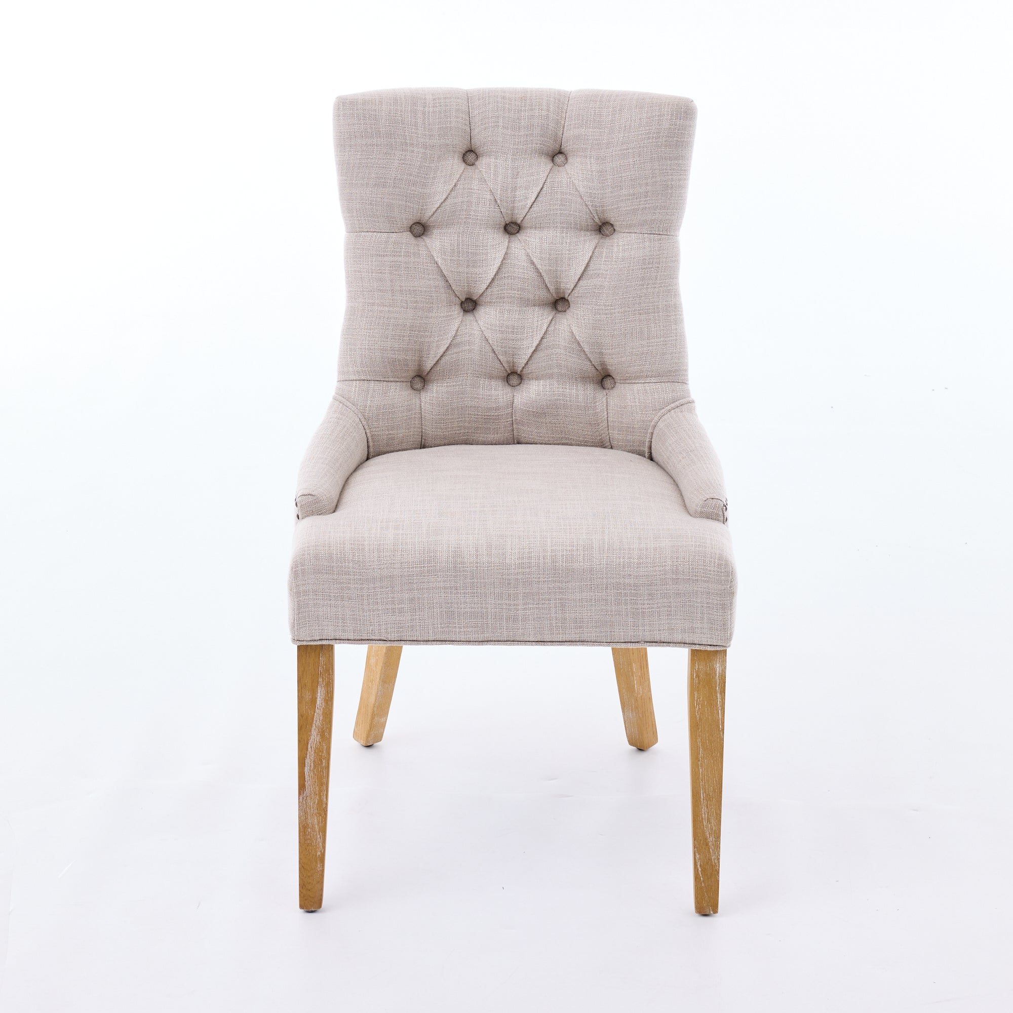 Dining Armchair, Assembleable Upholstered Chair with KD Legs & Studs, Fabric, Set of 2