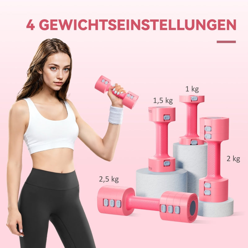 Adjustable Dumbbell Set with Square Shape and Metal Core, Red