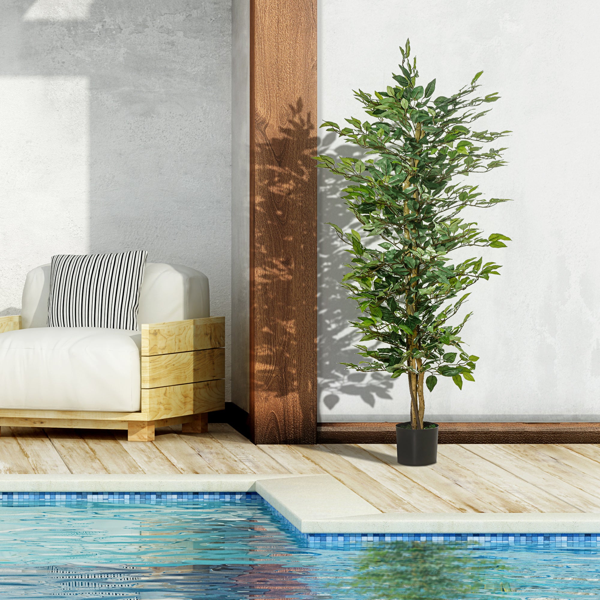 Artificial Ficus Tree 150cm Indoor/Outdoor Plastic Pot