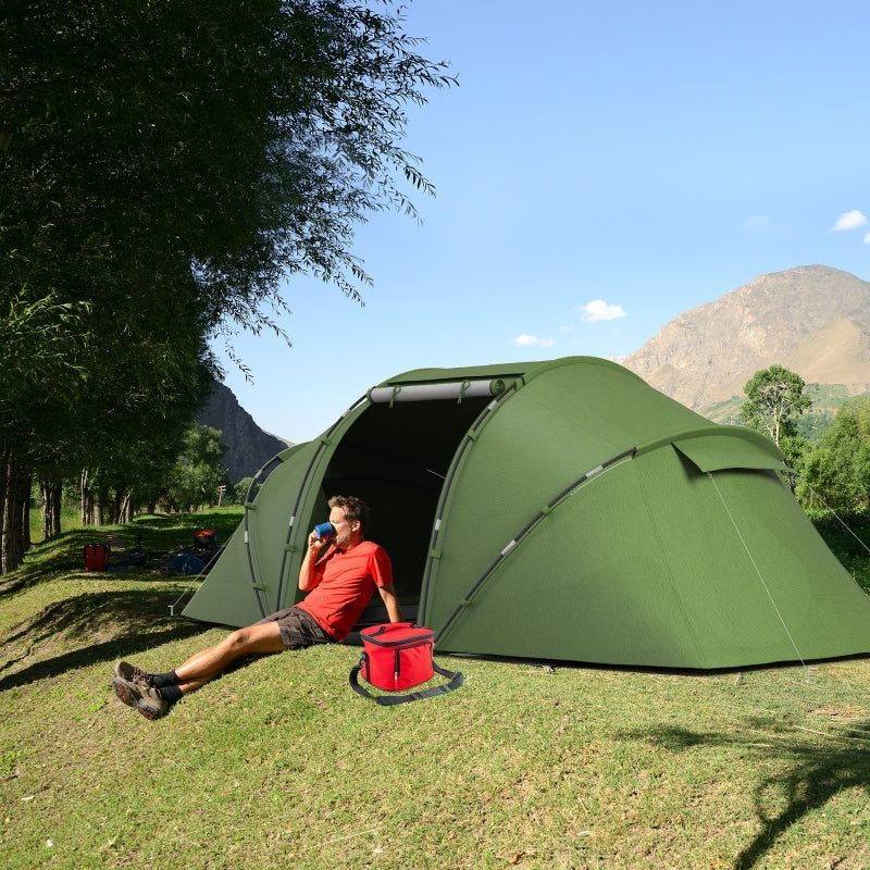 Camping Tent 4-6 Man with Living Area and 2 Bedrooms Dark Green