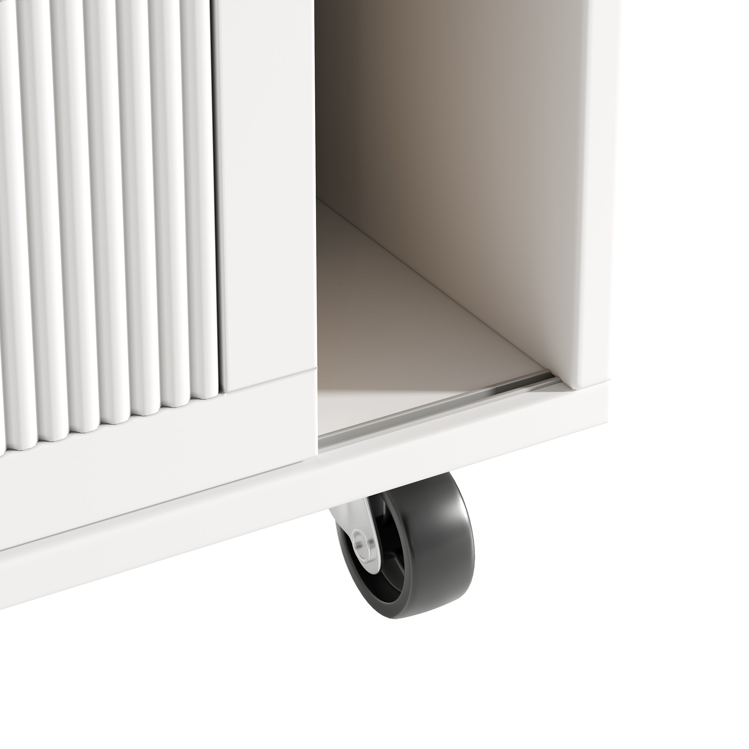 Kitchen Island Extendable with Wheels, Adjustable Shelves & Storage - White