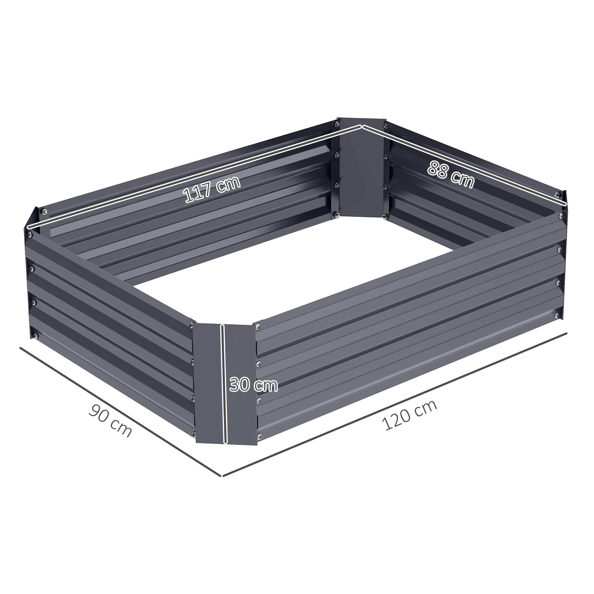 Raised Bed, Steel, 120x90x30cm, for Garden & Balcony, Steel