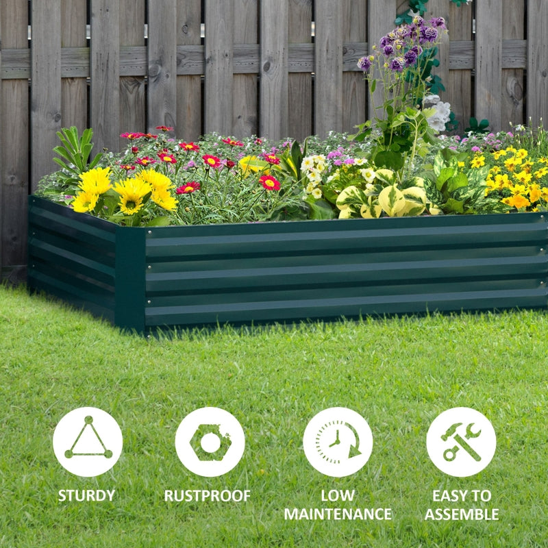 Metal Raised Garden Bed Planter Box, 241x90.5x30cm for Flowers & Herbs, Green