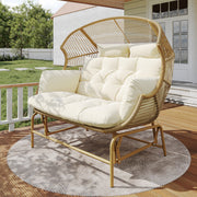 Garden Swing Egg Chair Double Outdoor Patio for Two Wood Color