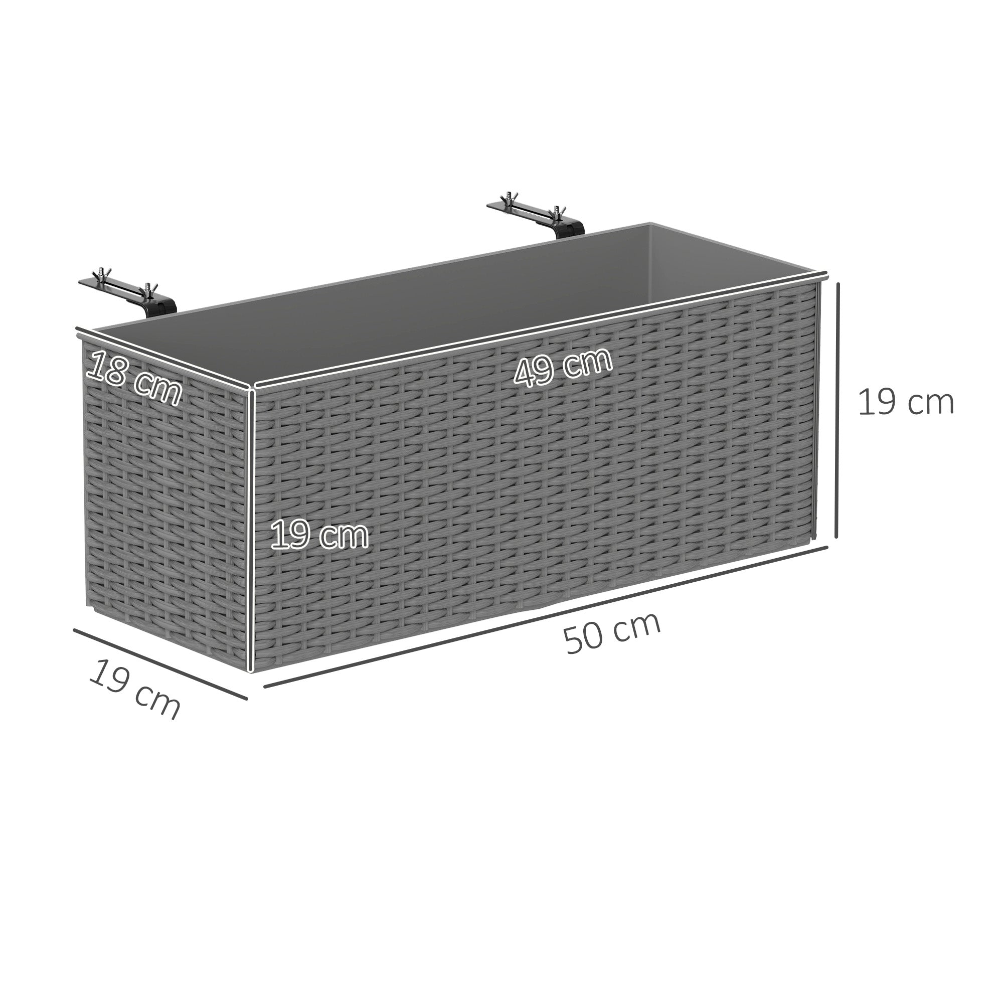 Set of Two Planters with Rattan Effect - Grey