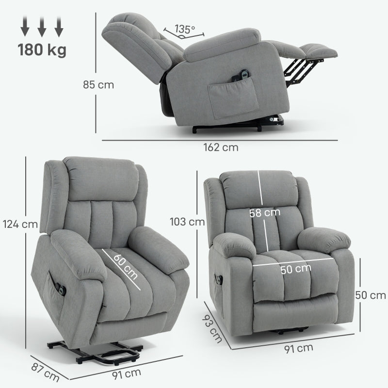 Eight-Point Massage Electric Lift Chair Linen Light Grey