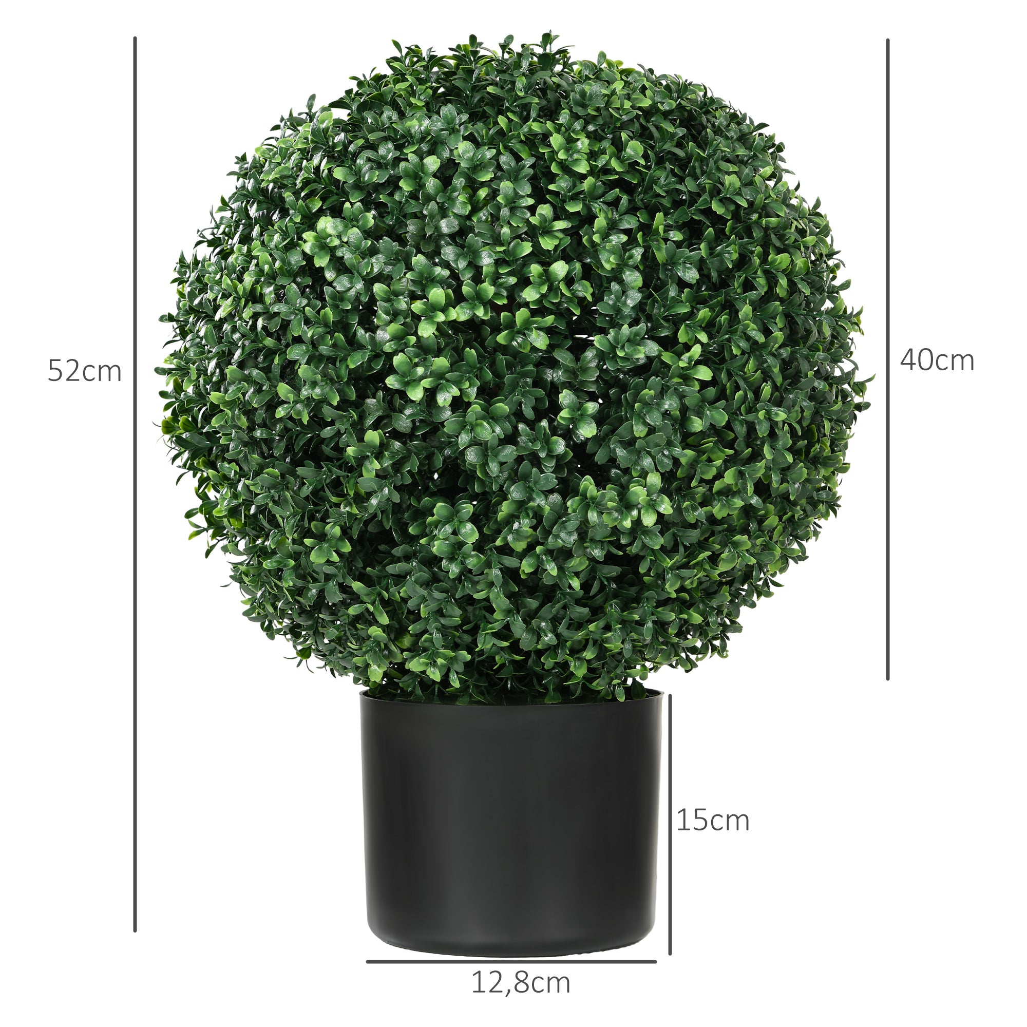 Artificial Plants, UV-resistant Boxwood, 52 cm, Green