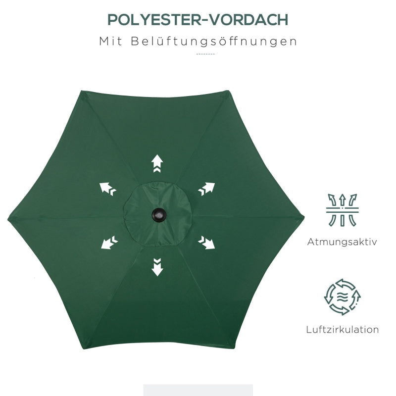 Parasol 196cm Hexagonal Windproof Crank Green