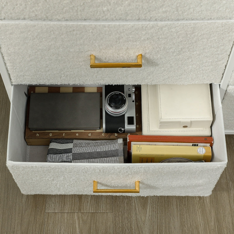 Chest of Drawers Sideboard 9 Fabric Drawers Storage Cabinet, Cream White