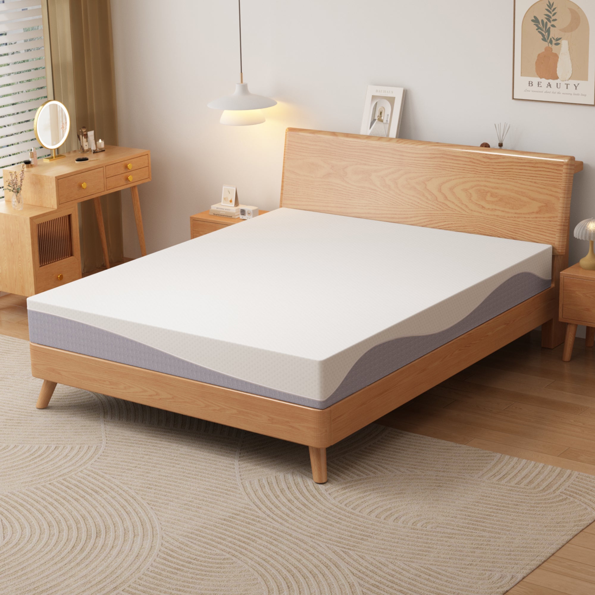 Foam Mattress 90x200cm, Oeko-TEX Certified, Medium Firmness, 20cm High - Gray/White