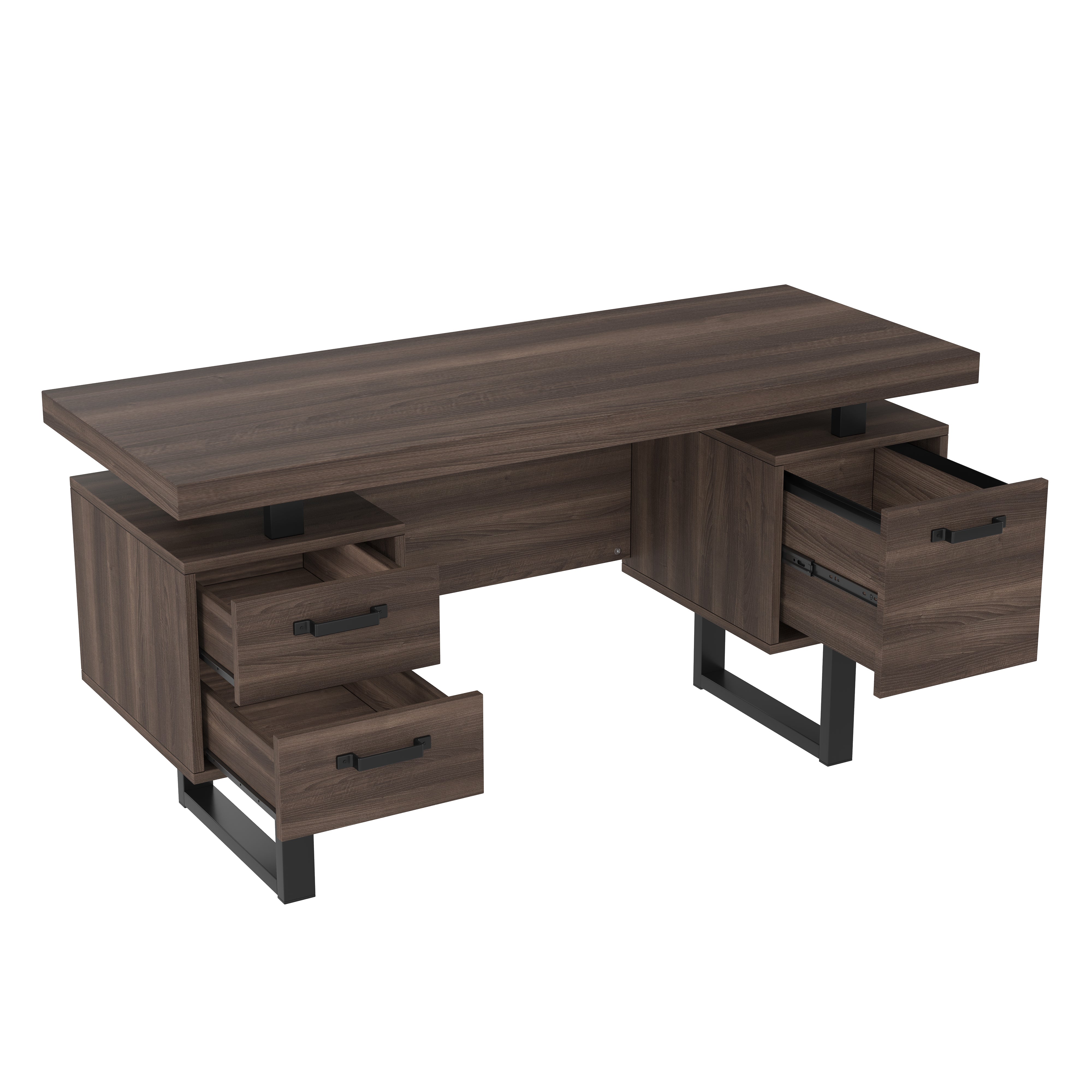 Simple Office Desk with Silent Drawer and File Drawer, 135 x 54 cm, Brown