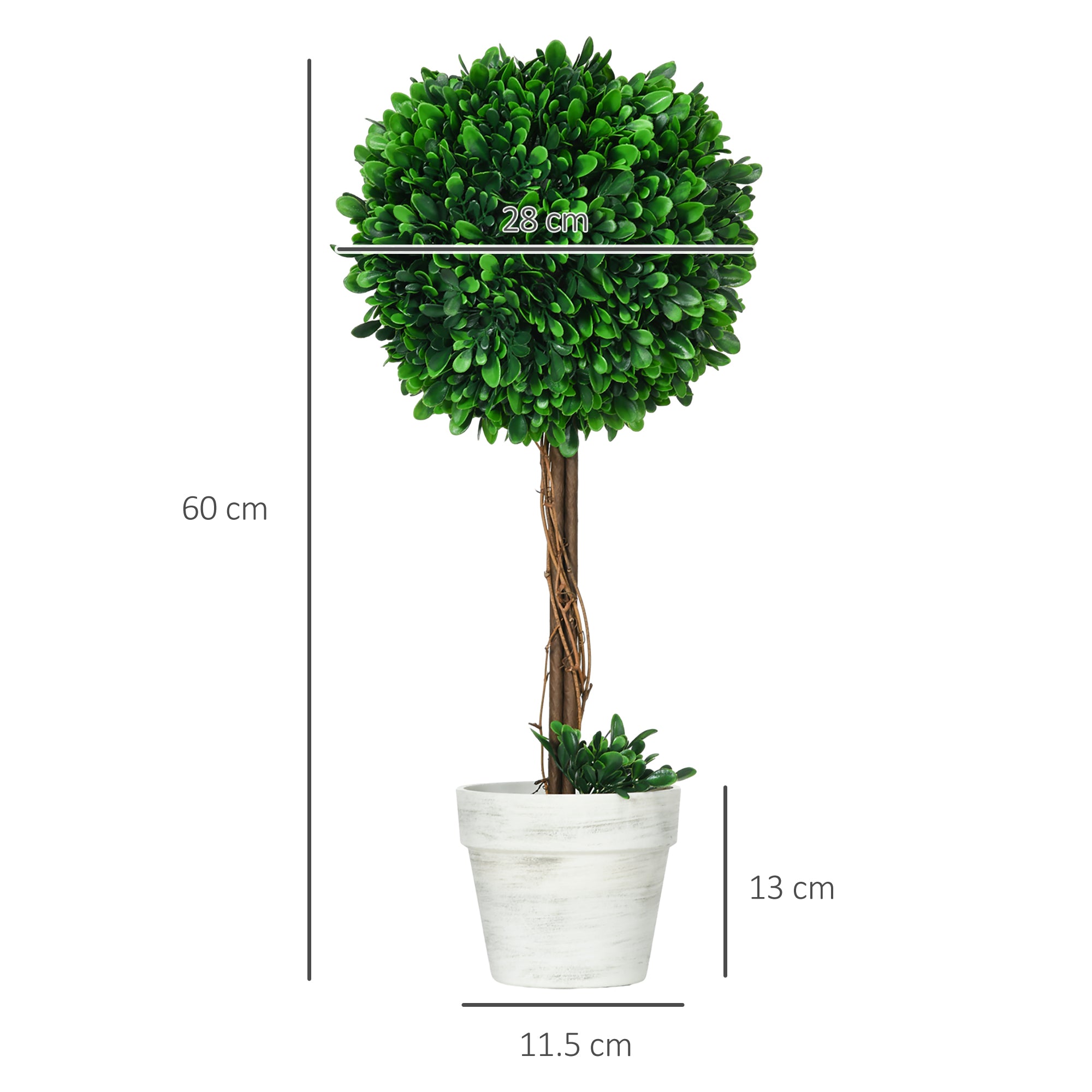 Artificial Boxwood Trees, Set of 2, 60cm, UV-resistant, Green
