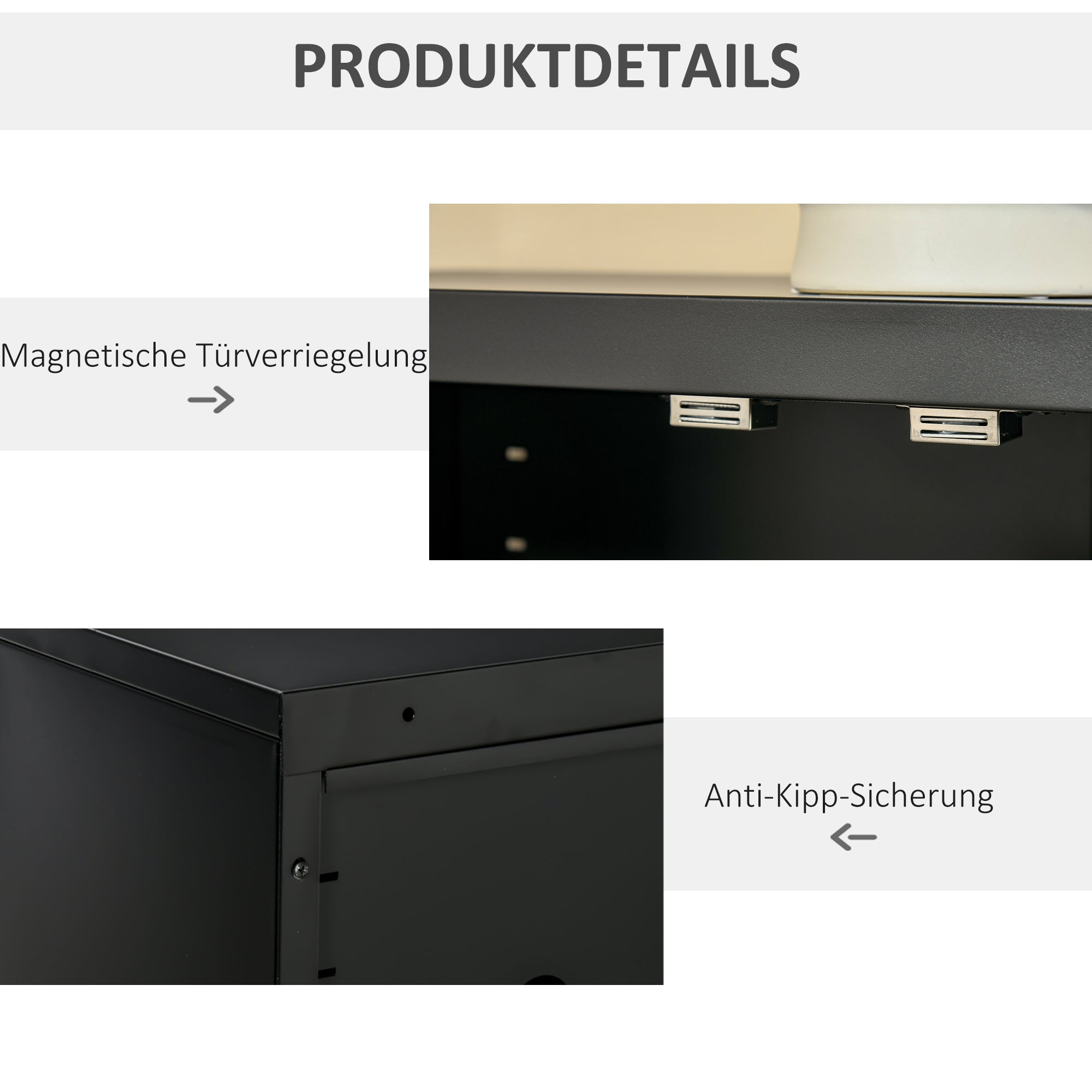 Filing Cabinet Sideboard, Louvre Doors, Storage Cabinet, Black