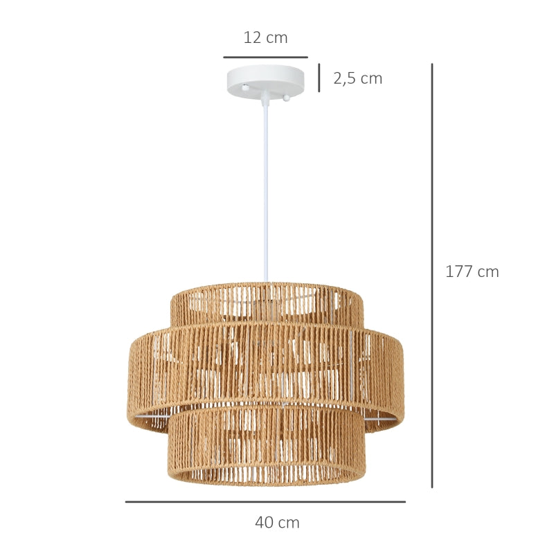 Pendant Light Hanging Lamp E27 Socket Boho Style Hemp Rope Light Brown