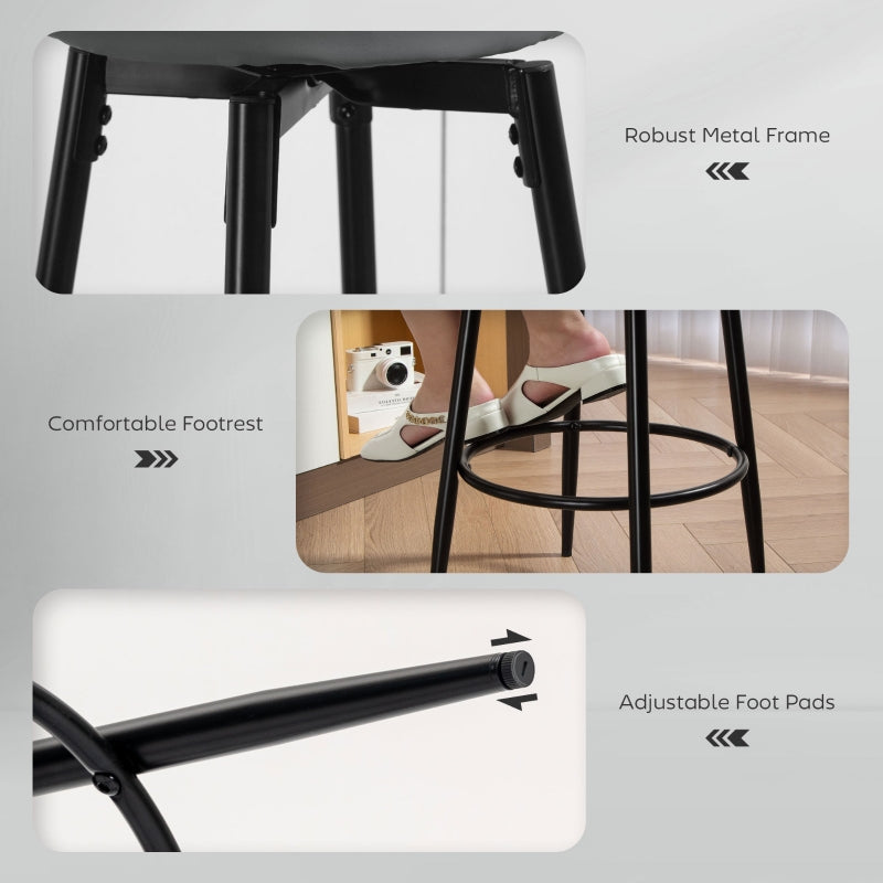 Set of Two Bar Stools Faux Leather Grey/Black